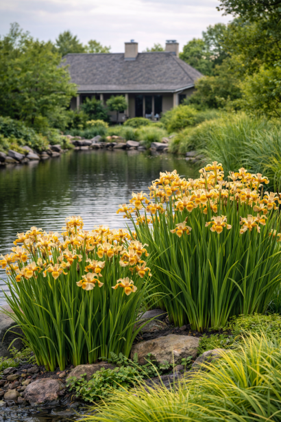Ірис сибірський Полковник Мастард використання в ландшафті